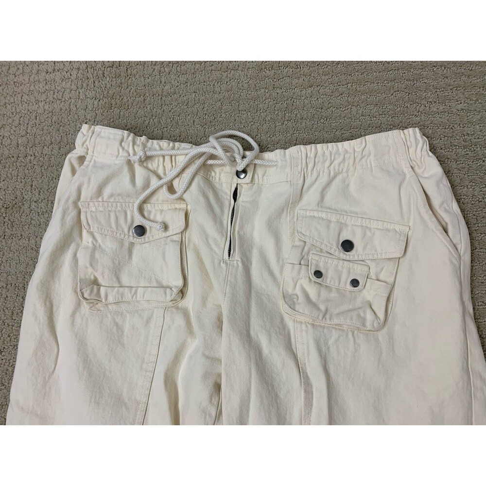 Oli & Hali Cream Streetwear Cargo Pants Drawstring Waist Utility JP0153 Large - Picture 8 of 13